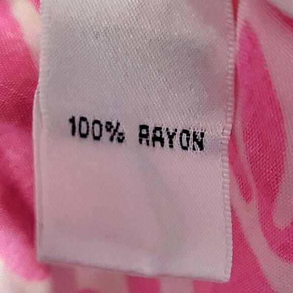 Lilly Pulitzer Pink Boho Tropical Zebra Crochet Neck Popover Tunic Top S - Picture 7 of 8